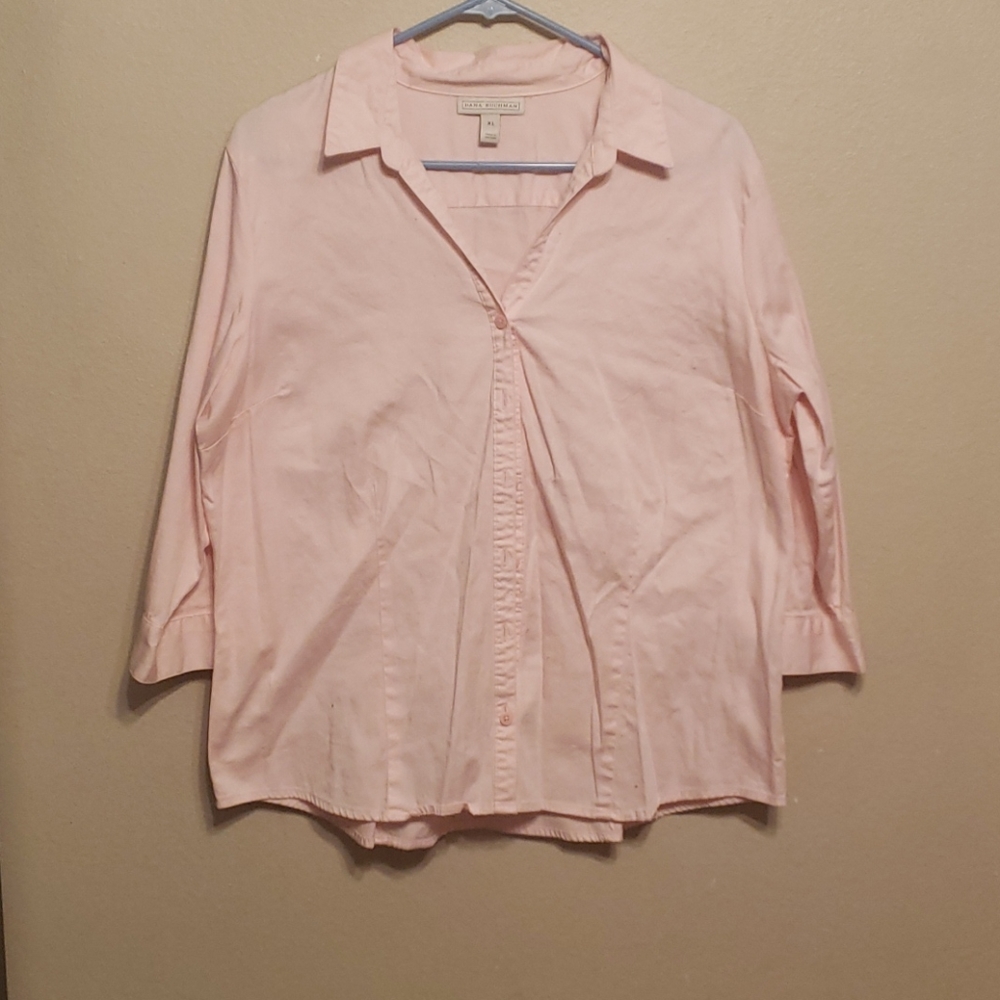 $18- Dana Buchman- Pink Business Button Down